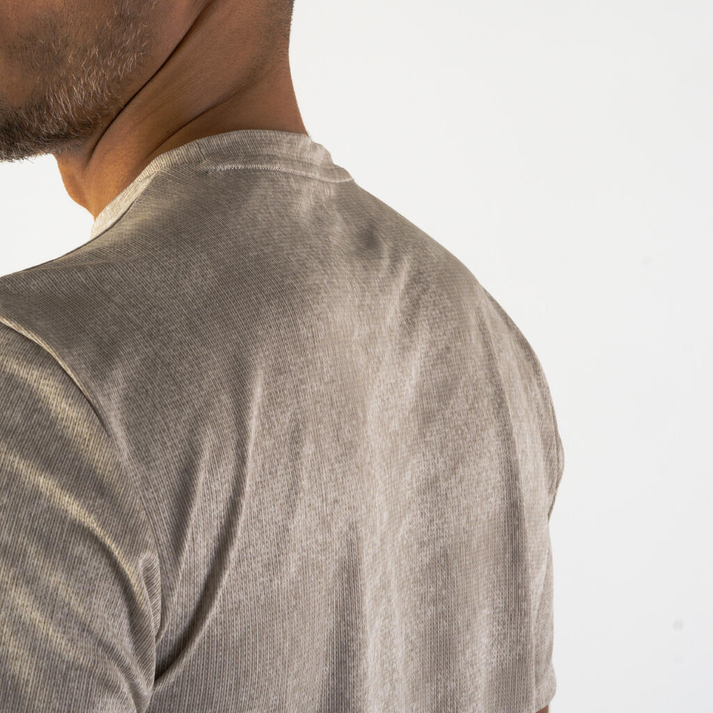 T-shirt running respirant Homme,  Kiprun Run 500 beige