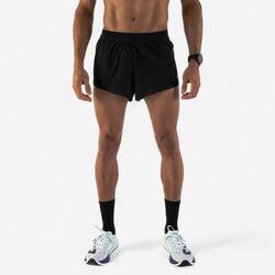 Short 900 split avec slip intégré running homme, noir