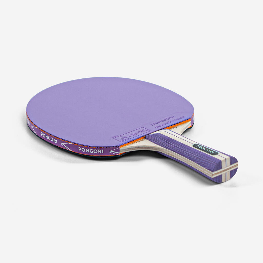 2 Table Tennis Bats & 4 Balls TTR 130 4* Spin ITTF - Violet & Blue