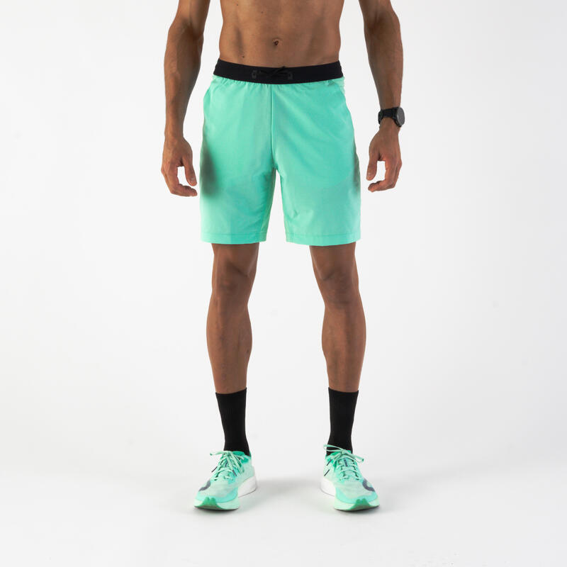 Pantalón corto de running transpirable Hombre - KIPRUN Run 500 Dry Verde menta