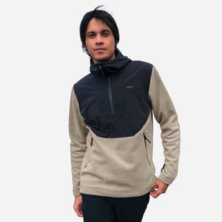 Bež moški topel pohodniški pulover iz flisa MH500 