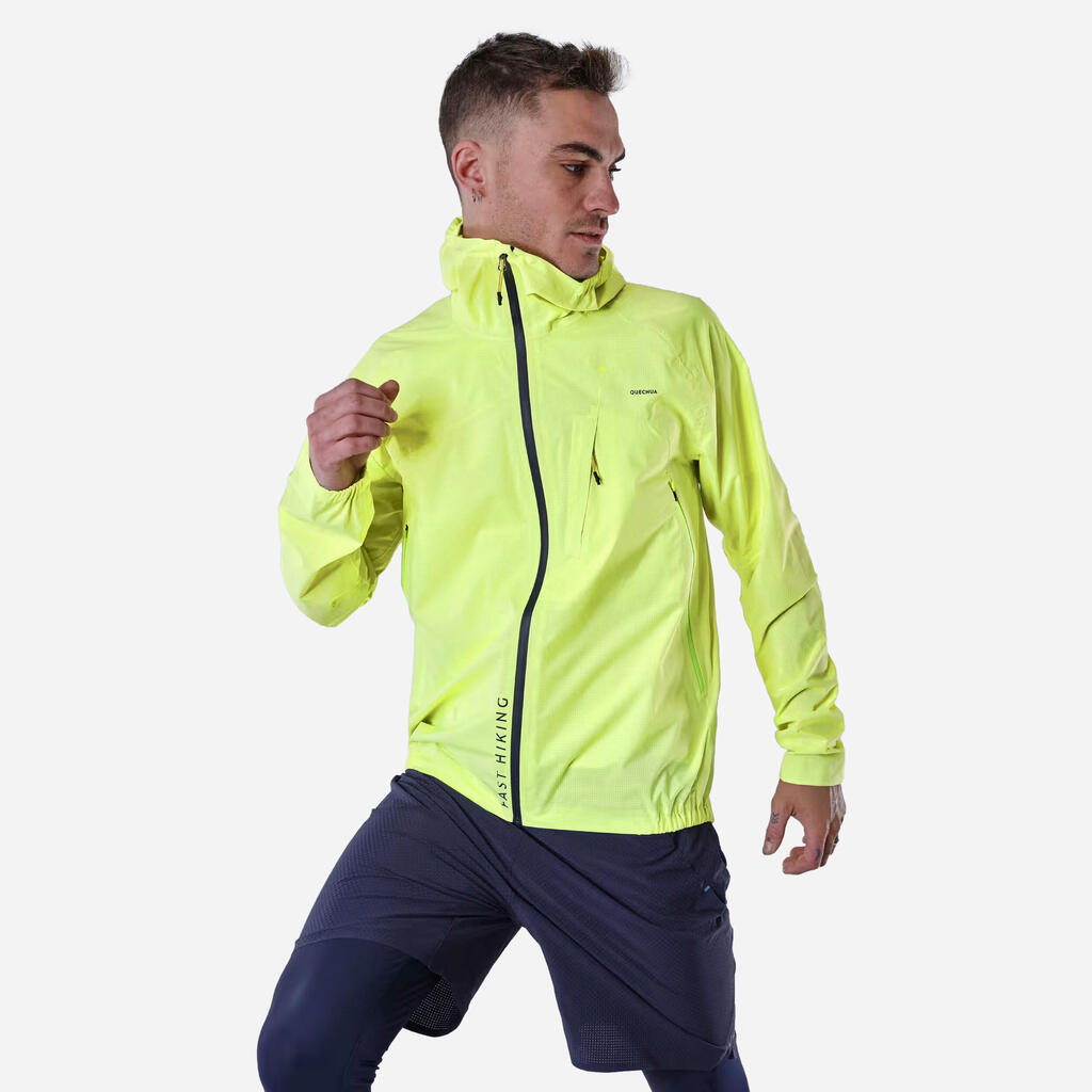 Chaqueta impermeable muy liviana senderismo rápido - FH 500 - hombre amarillo 