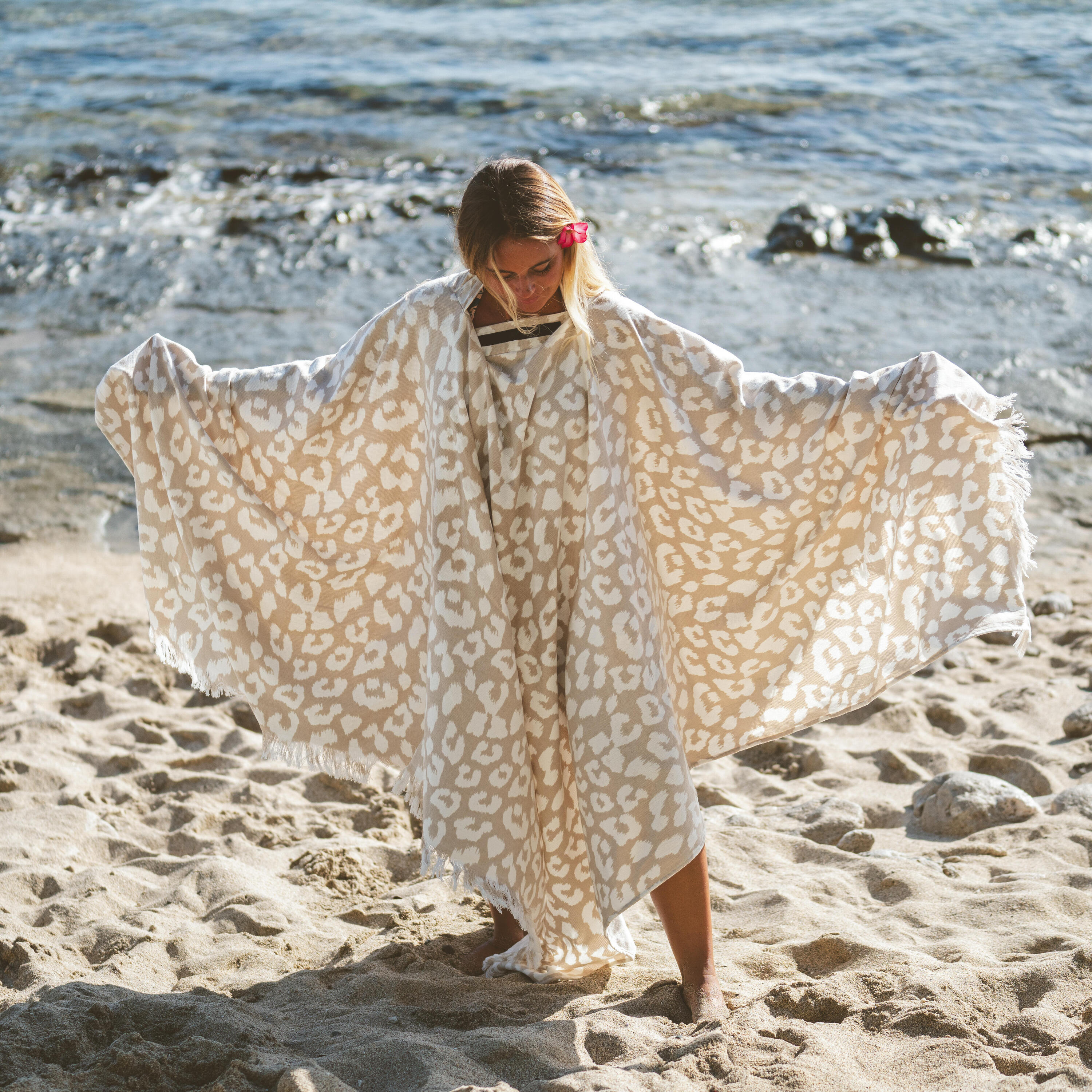 Beach Towel Poncho 190 x 190 cm - Lea Beige 6/6