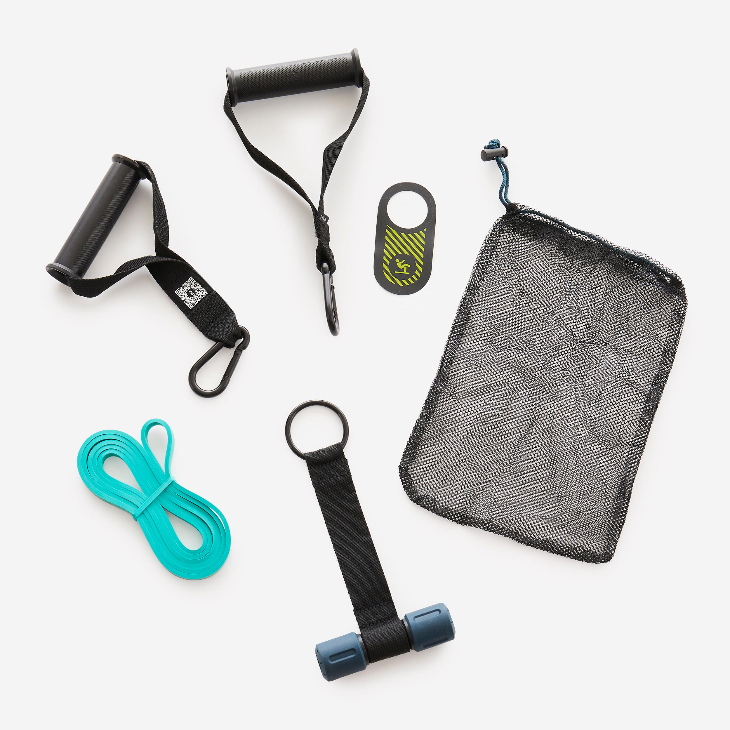 Bodybuilding Kit With Handles Door Hanger and 15 kg Elastic Resistance Kit Decathlon