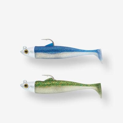 Softbaits shads set osarda 80 blauw groen met glitters