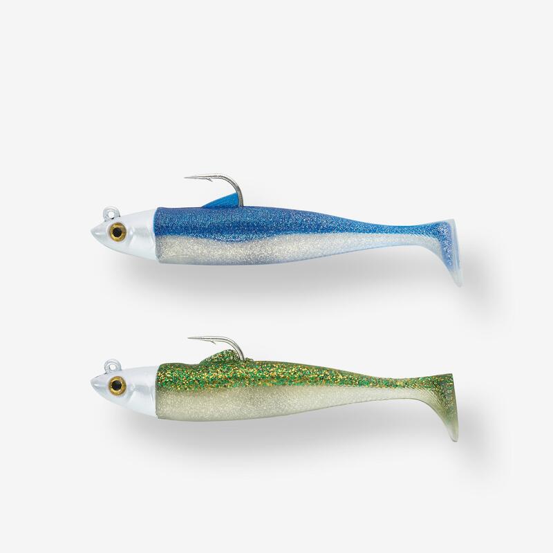 COMBO leurres souples Shad OSARDA 80 Bleu/Vert pailleté