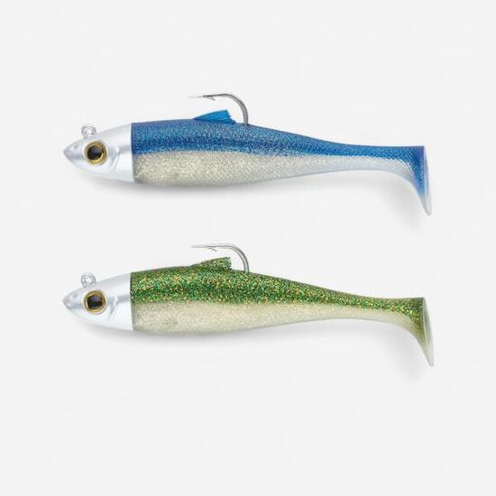 COMBO leurres souples Shad OSARDA 100 Bleu/Vert pailleté