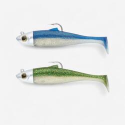 Softbaits shads set Osarda 100 blauw groen met glitters