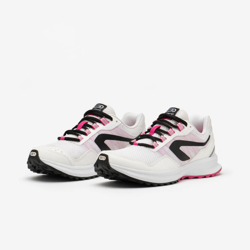 KALENJI RUN ACTIVE GRIP WOMEN'S RUNNING SHOES - white/pink