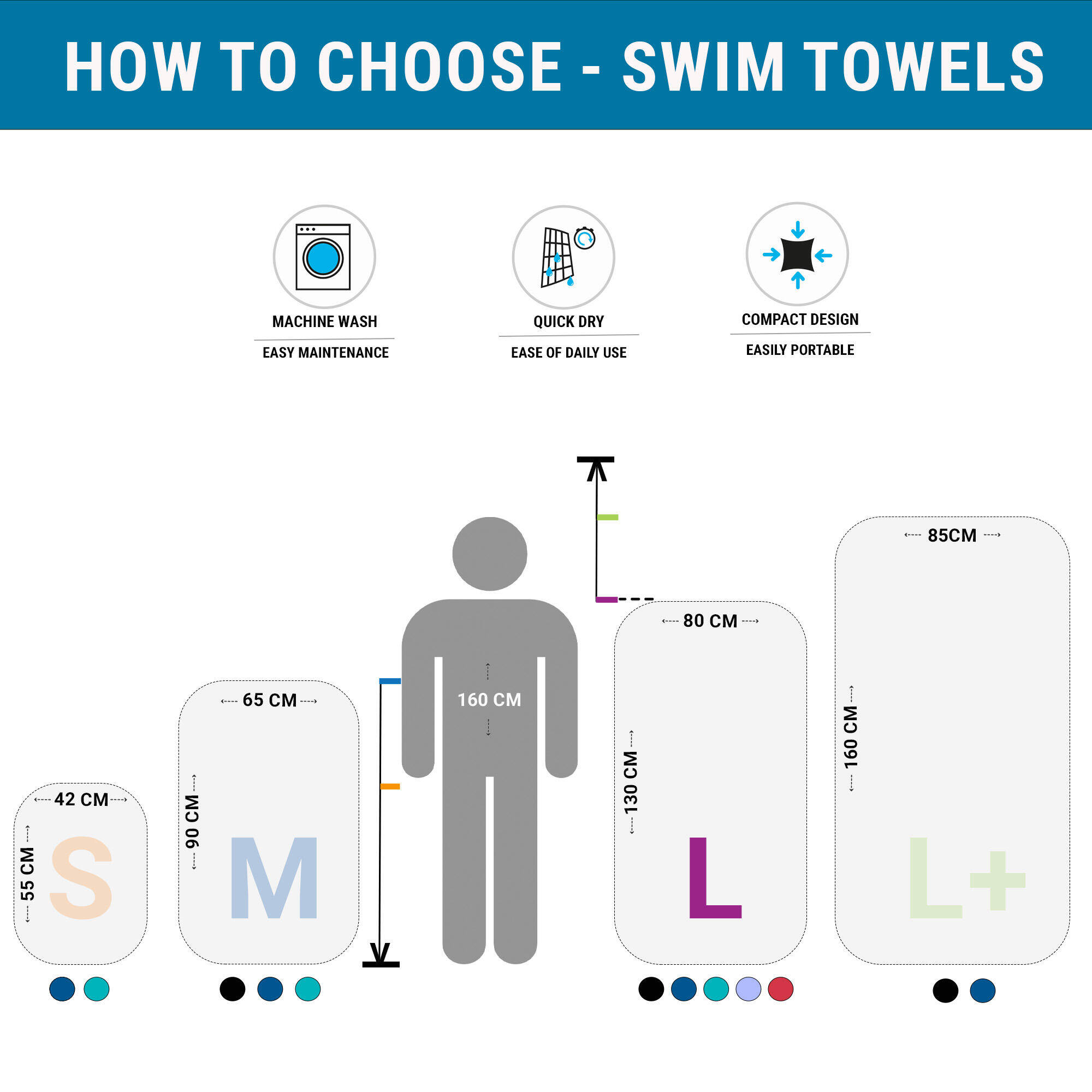 Microfiber Towel Size L 80 x 130 cm Blue Petrol -  3