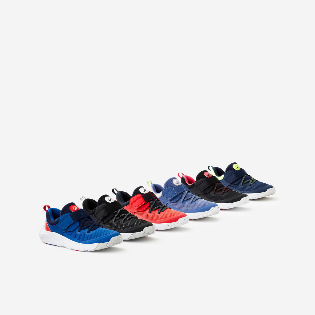 Kids' Lightweight Rip-Tab and Elasticated Laces Shoes Playful Fast - Black/Pink