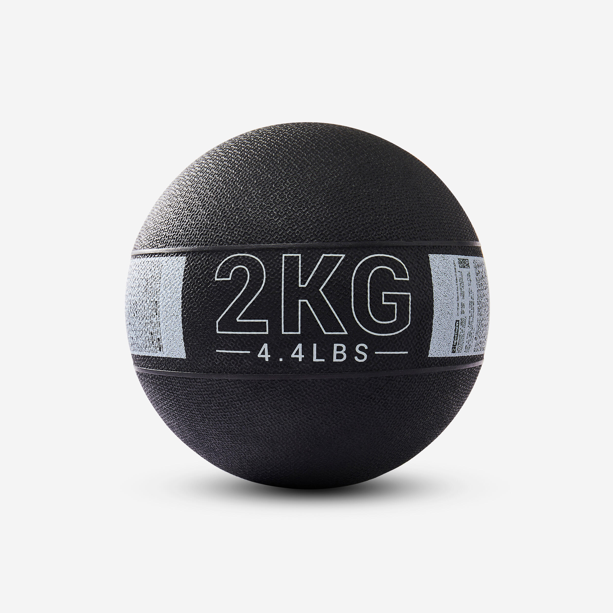 2 kg Rubber Medicine Ball - Black/Grey 1/4