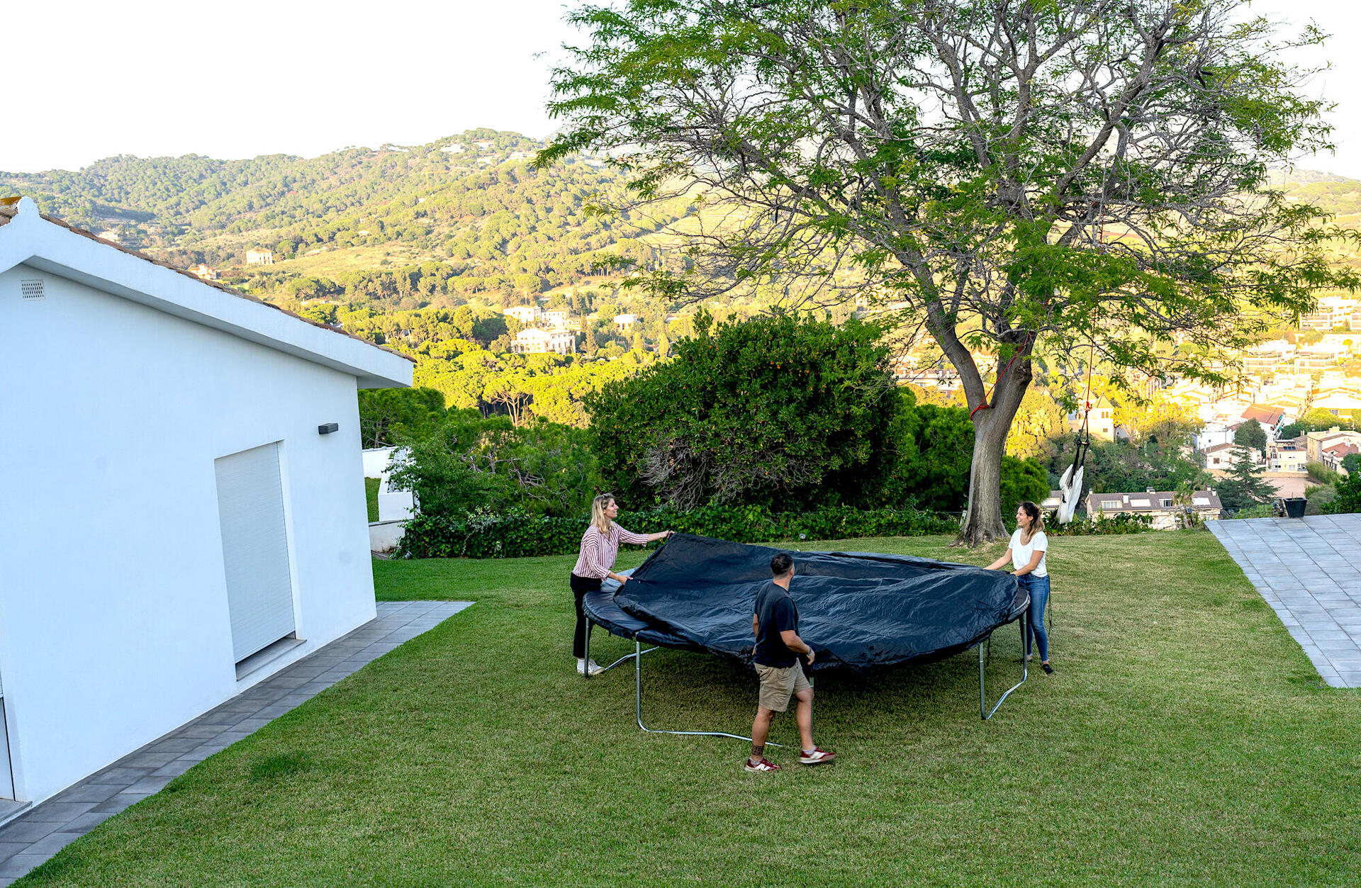 Trampolina 300 z siatką - montaż bez narzędzi