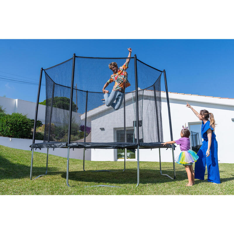 Trampolino elastico 420 con rete di protezione nero