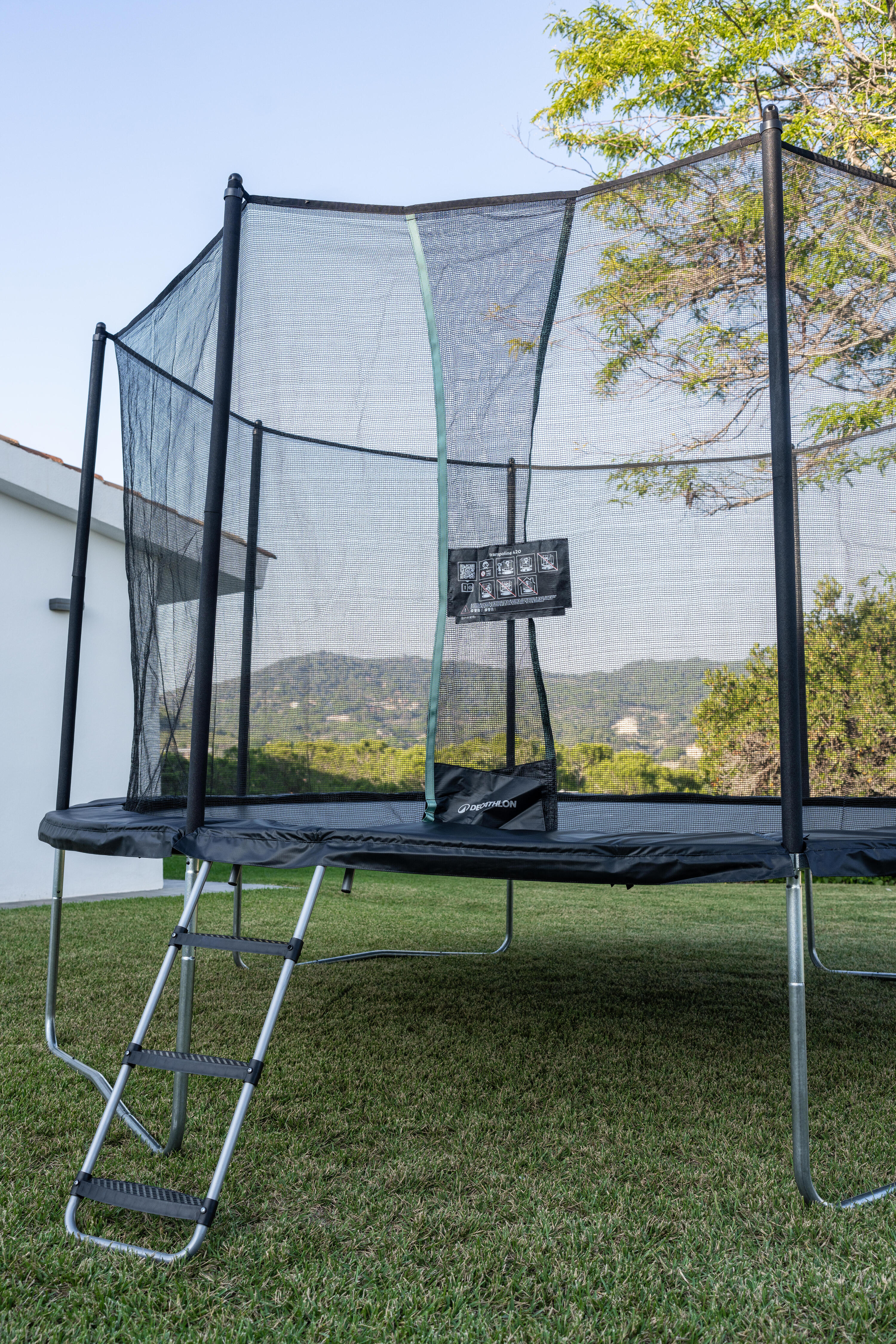 Trampolino elastico 420 con rete di protezione nero 35/42