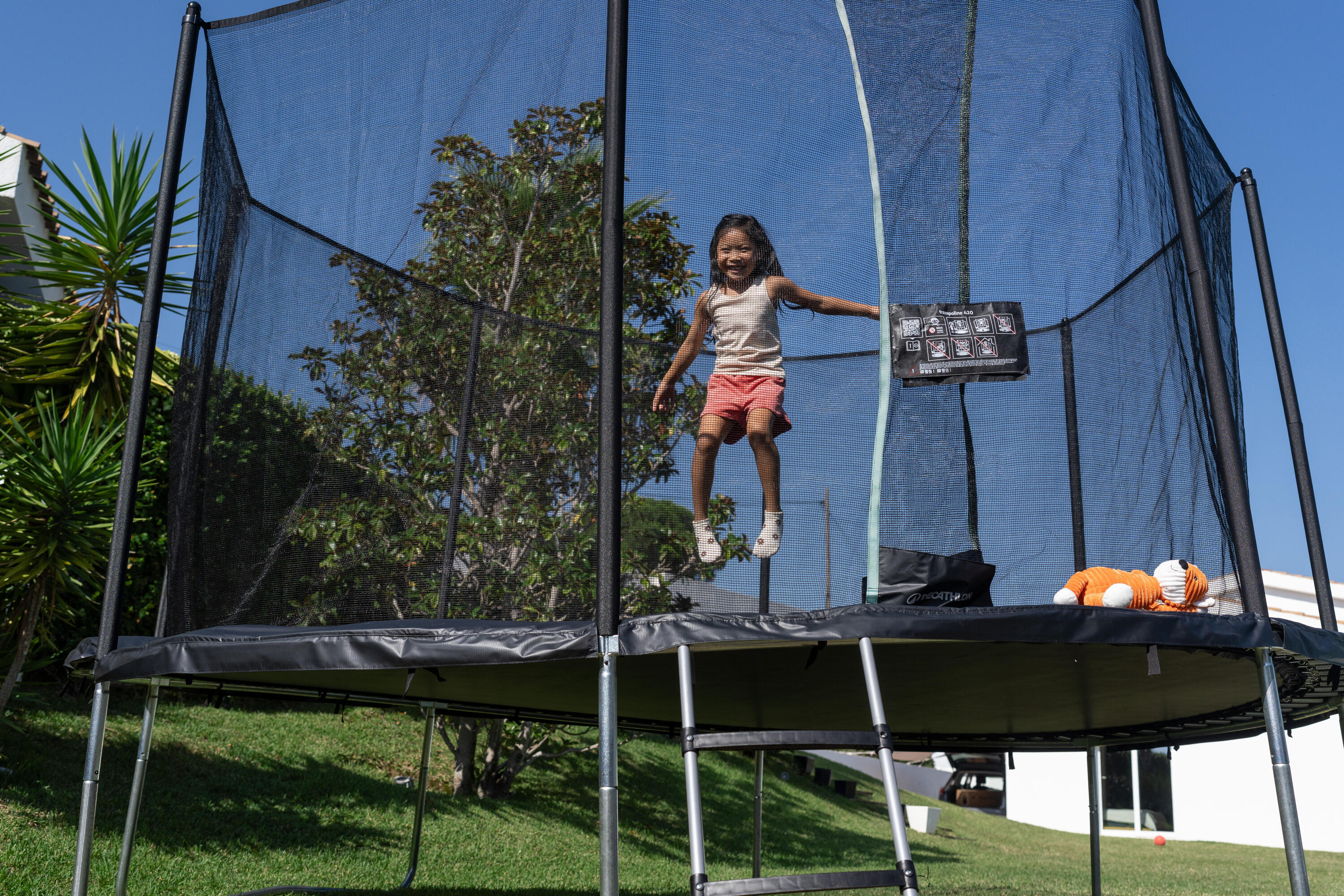 Trampolino elastico 420 con rete di protezione nero 34/42