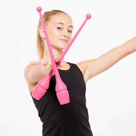 Ritminės gimnastikos sujungiamos lazdelės, 36 cm, rožinės