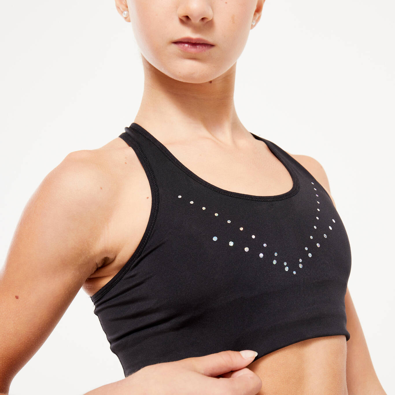 Girls' Gymnastics Sports Bra 500 - Black - Decathlon