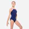 Girls' Sleeveless Crew-Neck Gym Leotard JSM 540 - Blue and White