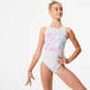 Girls' Sleeveless Gym Leotard - Print, Silver Glitter