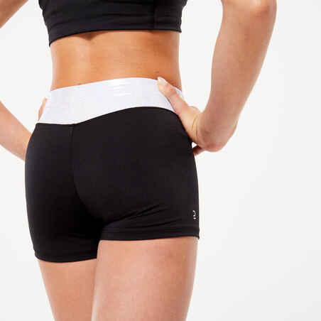 Girls' Gym Shorts - Black/Silver Glitter Belt