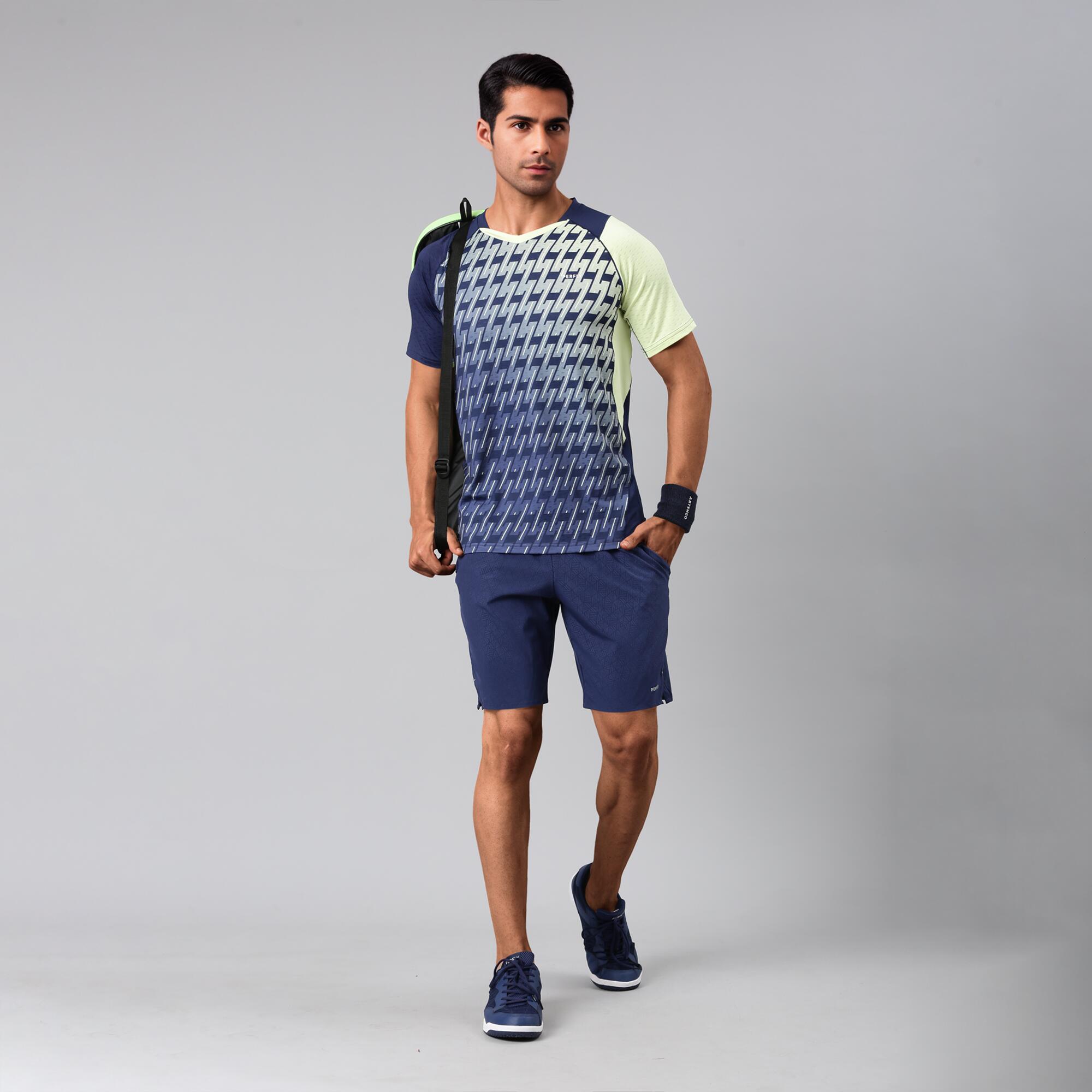 Men Badminton T-Shirt Lite 560 Navy Fluo Lime