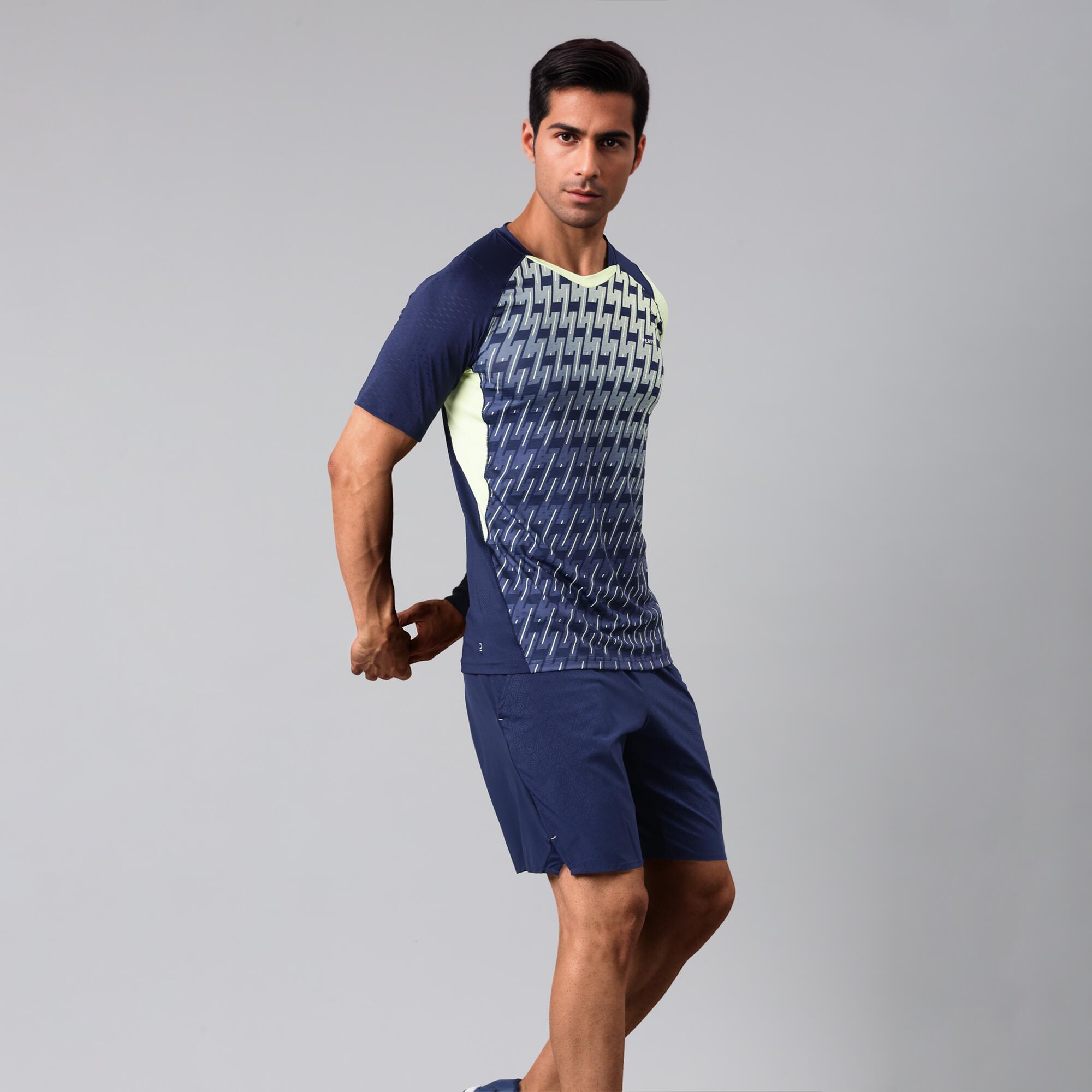 Men Badminton T-Shirt Lite 560 Navy Fluo Lime