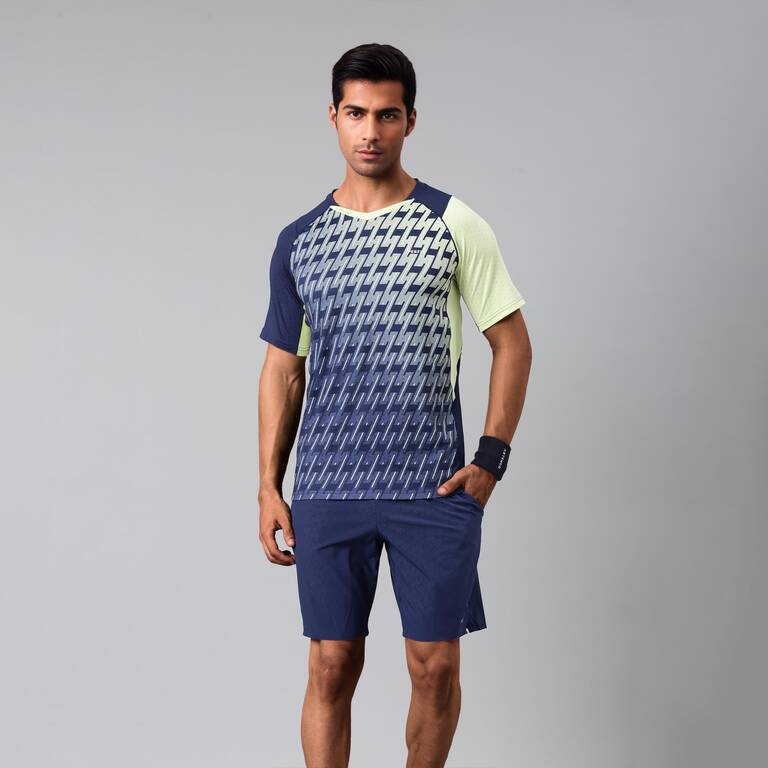 Men Badminton T-Shirt Lite 560 Navy Fluo Lime