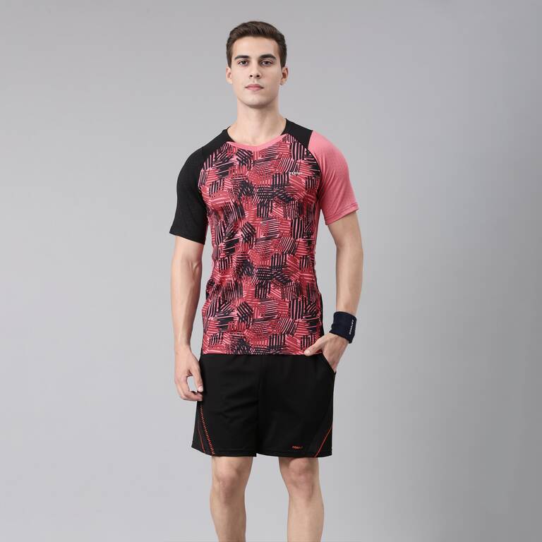 Men Badminton T-Shirt Lite 560 Black Raspberry
