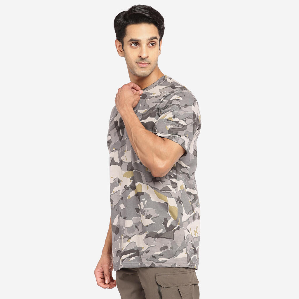 Playera de Caza para Hombre - Solognac 100 - Manga corta - Café Camuflaje WL V1