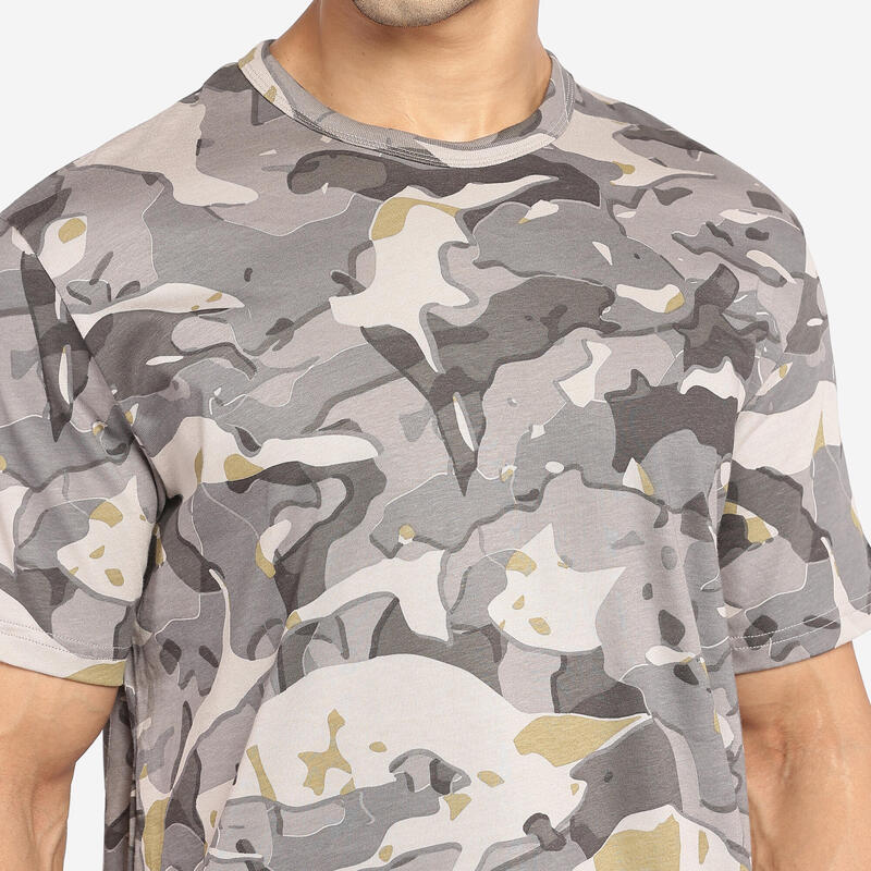 T-shirt met korte mouwen voor de jacht 100 camouflage grijs