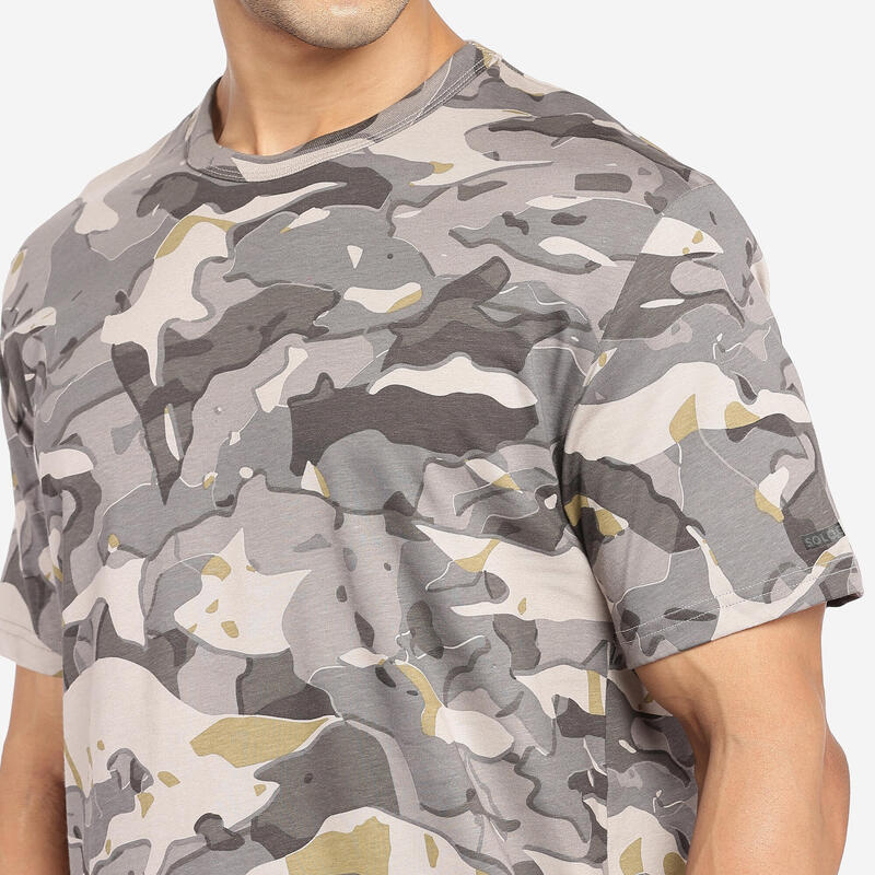 T-shirt manches courtes chasse 100 camouflage gris