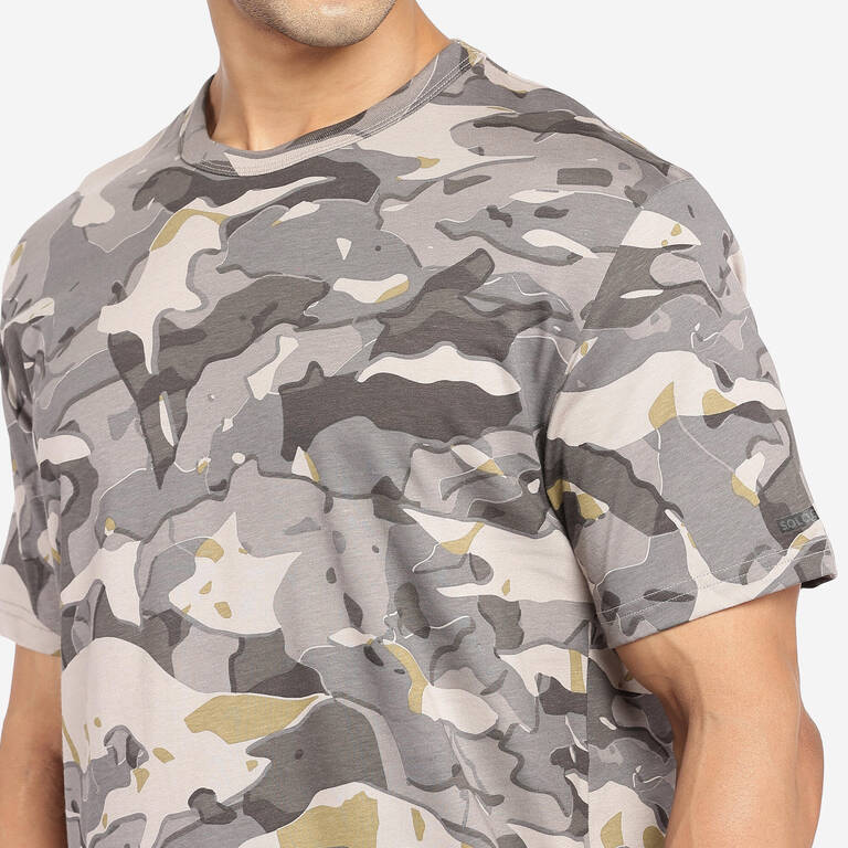 100 Short-Sleeve Hunting T-Shirt - Camouflage Grey