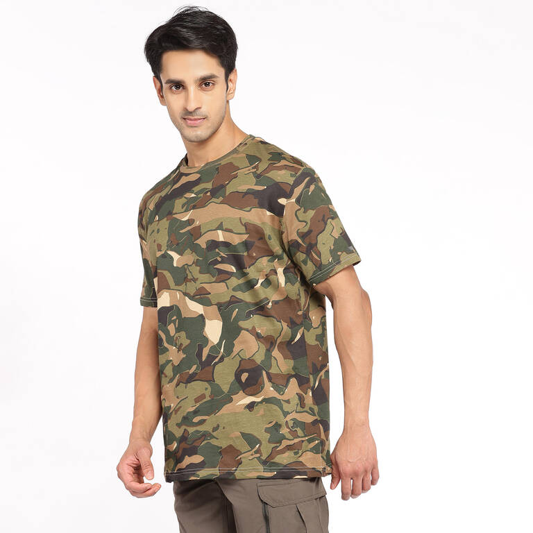 Men Cotton T-Shirt Army Military Camo Print SG-100 - Camo Green/Brown