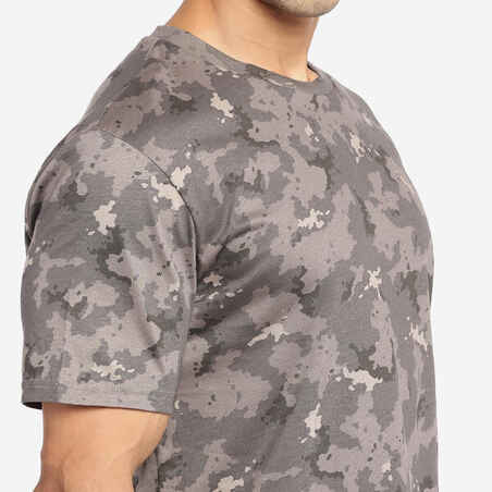 Short-sleeved hunting T-shirt 100 WL V1 - grey camouflage