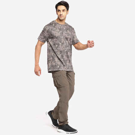 Short-sleeved hunting T-shirt 100 WL V1 - grey camouflage