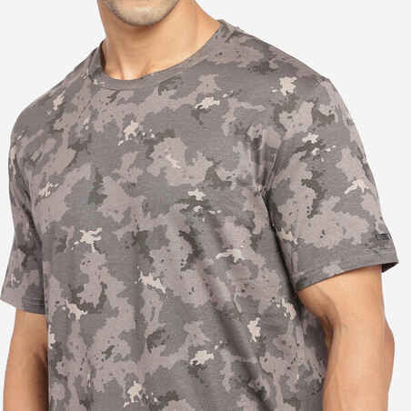 Short-sleeved hunting T-shirt 100 WL V1 - grey camouflage