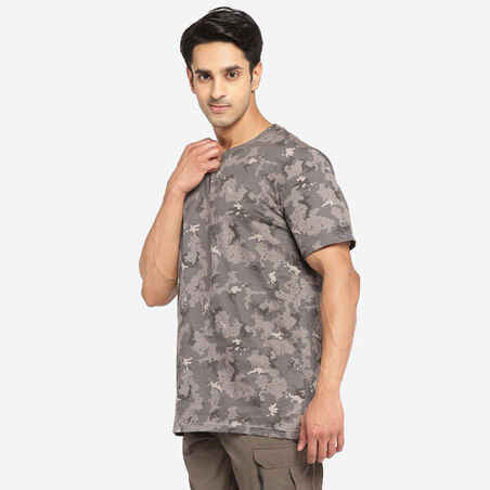 Short-sleeved hunting T-shirt 100 WL V1 - grey camouflage