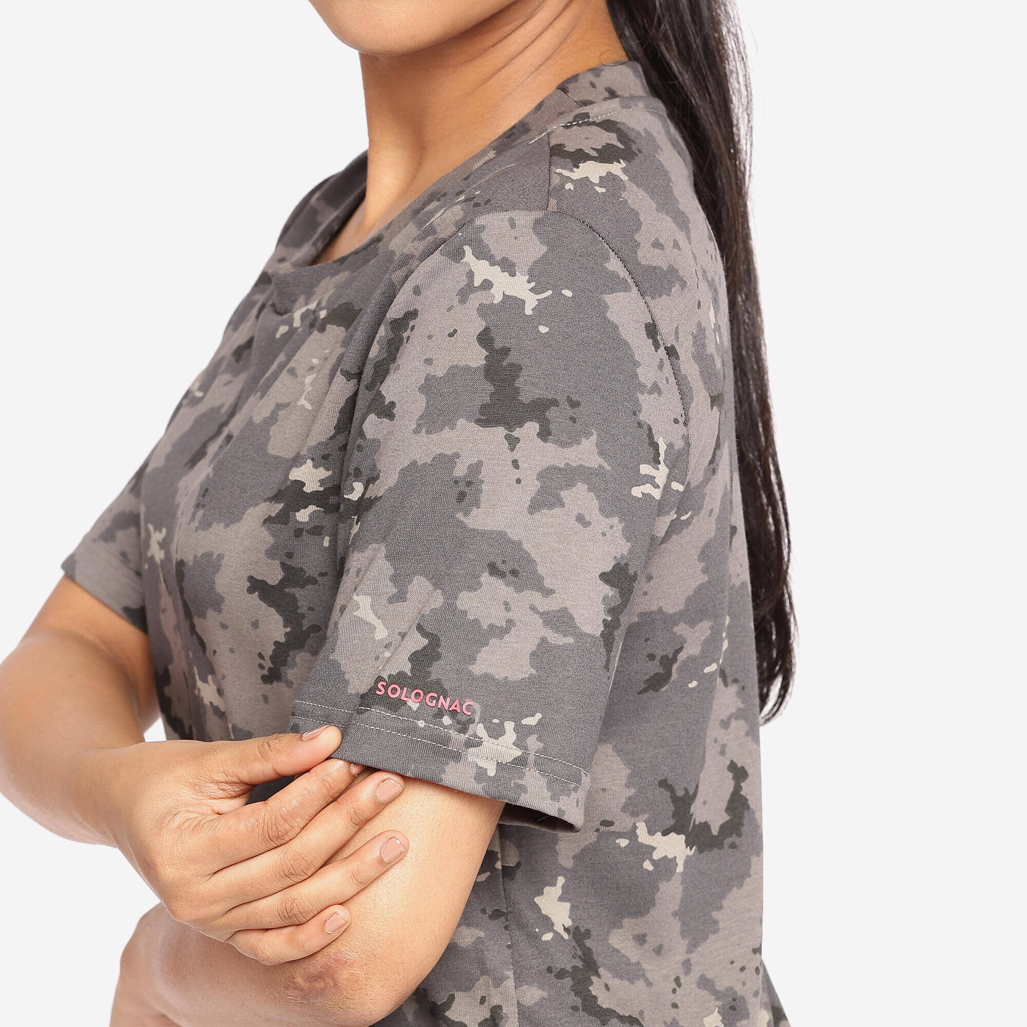 Women T-Shirt Army Military Camo Print SG-100 - Camo Dark Grey -  2