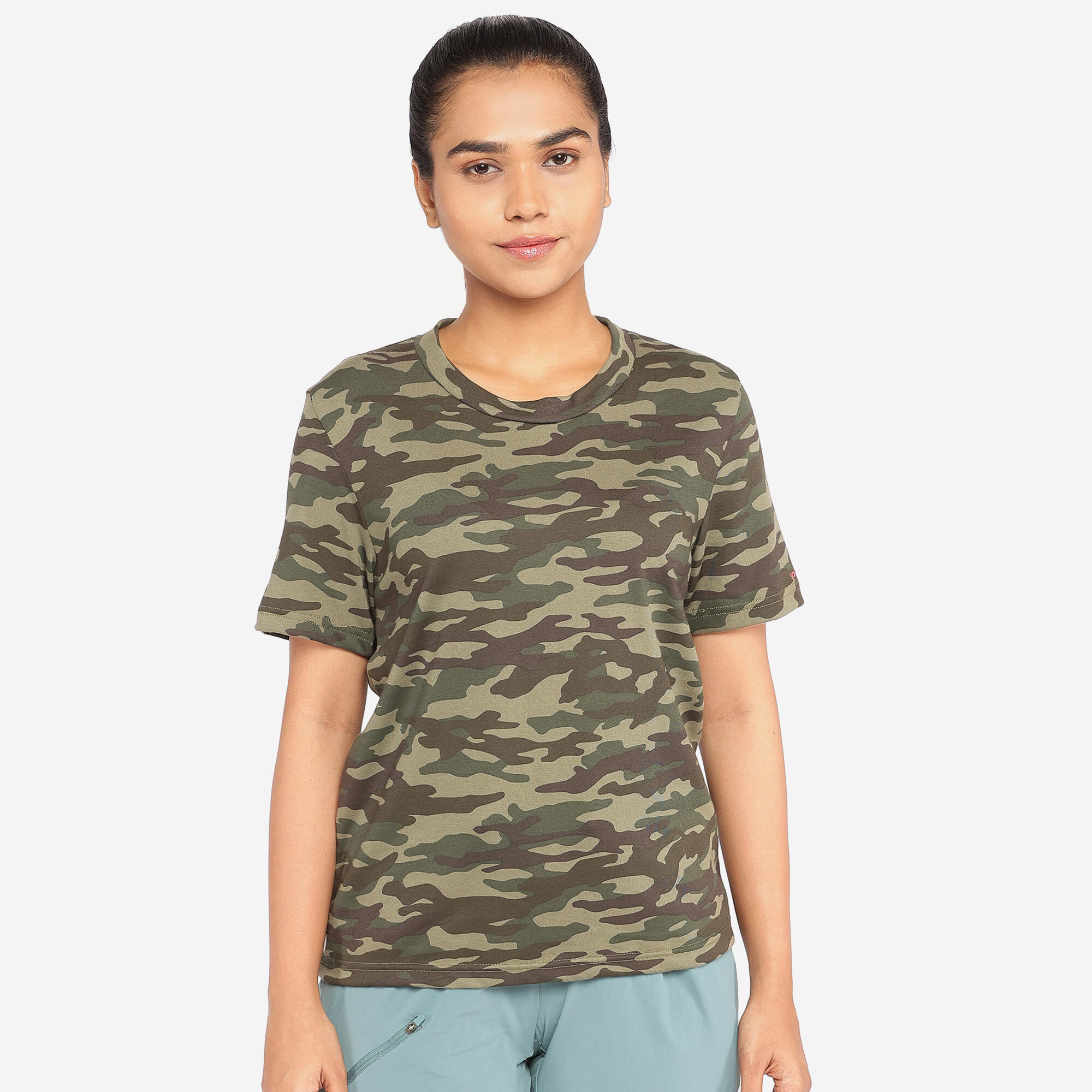 Women T-Shirt Army Military Camo Print SG-100 - Camo Dark Grey