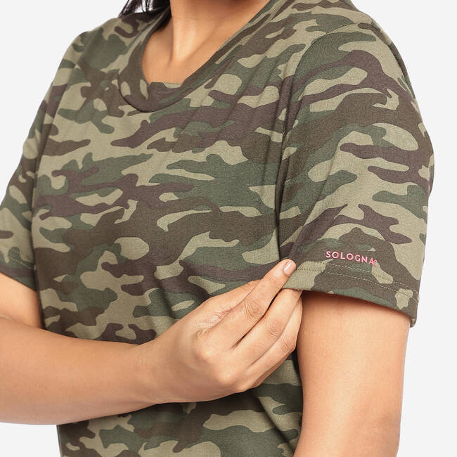 Women T-Shirt Army Military Camo Print SG-100 - Camo Dark Grey