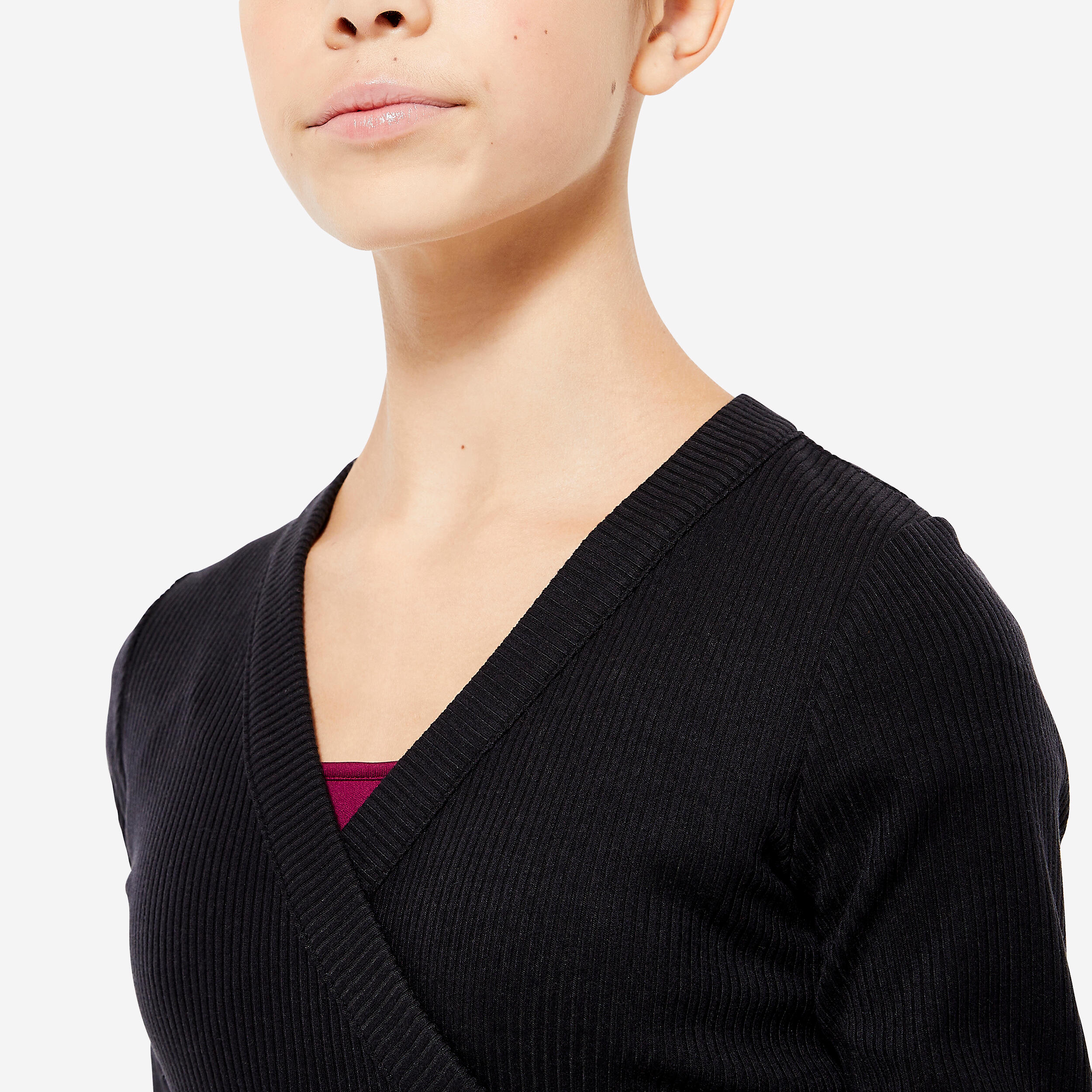 Girls' Ballet Wrap-Over Top - Black 4/6