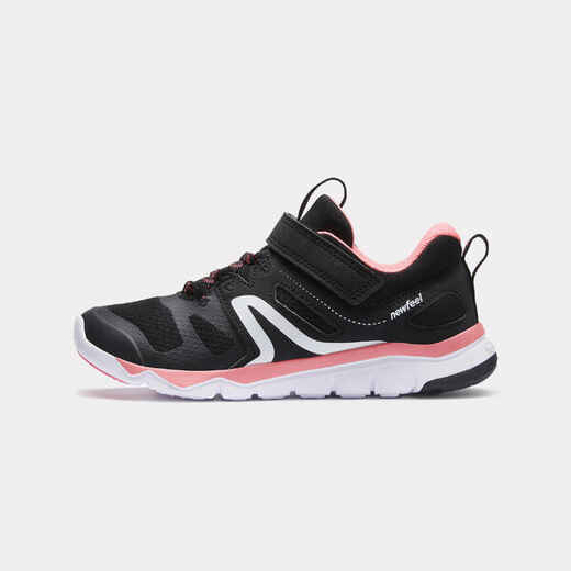 
      Kids' lightweight and breathable rip-tab trainers, black/pink
  