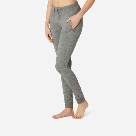 Pantalón tipo jogger de fitness gris para mujer 520