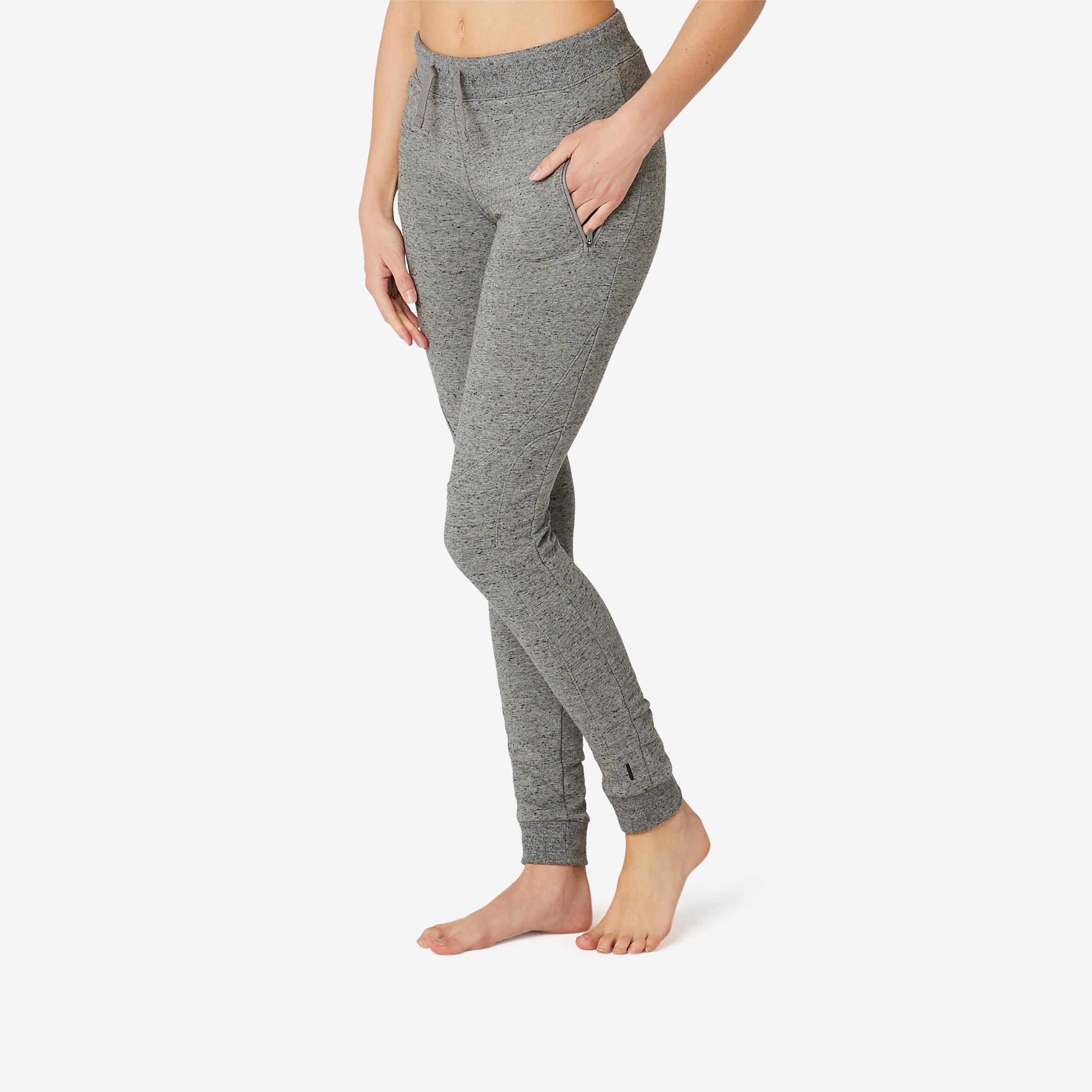 DOMYOS Women's Slim-Fit Fitness Jogging Bottoms 520 - Grey