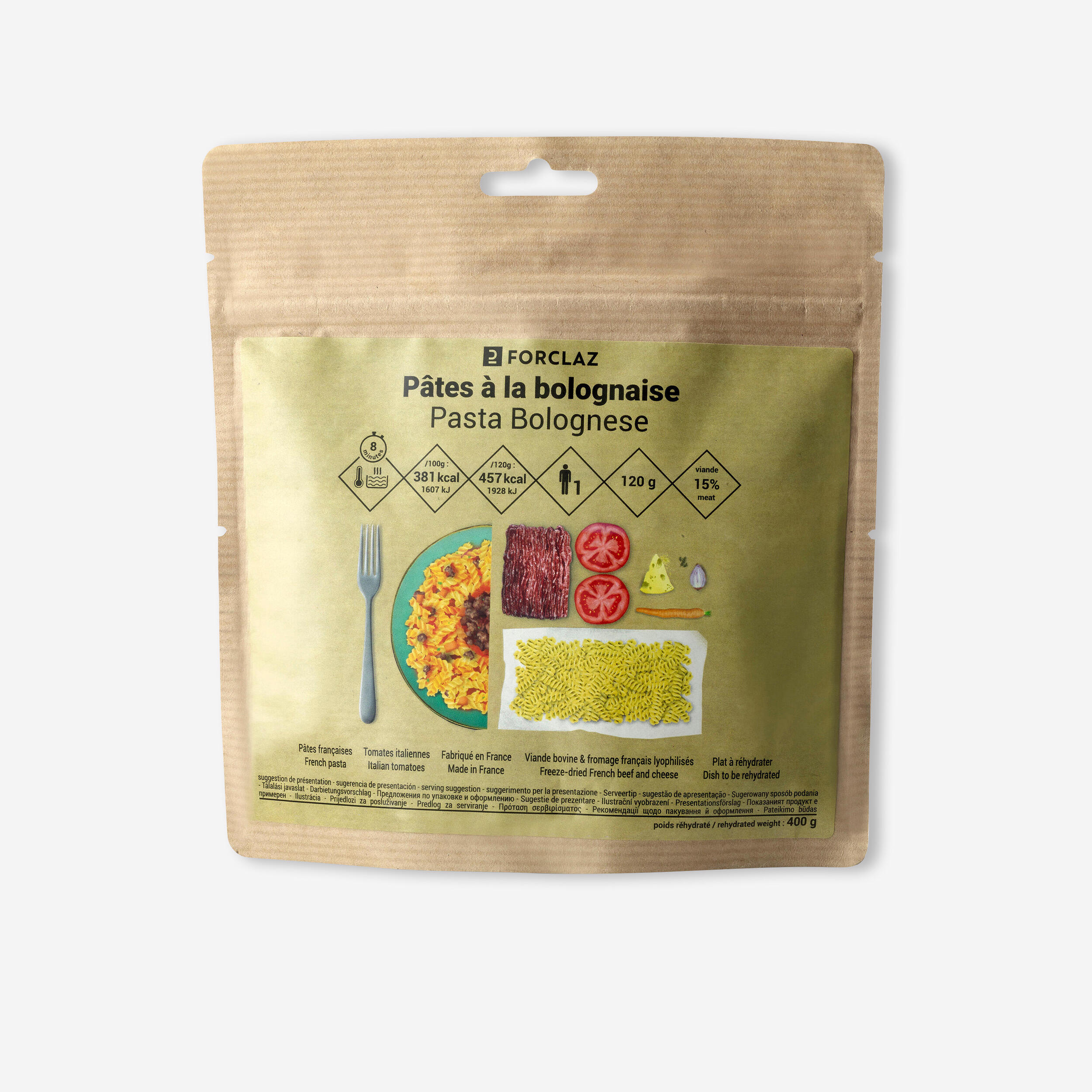 FORCLAZ Pasta Bolognese Dehydrated Meal - 120g