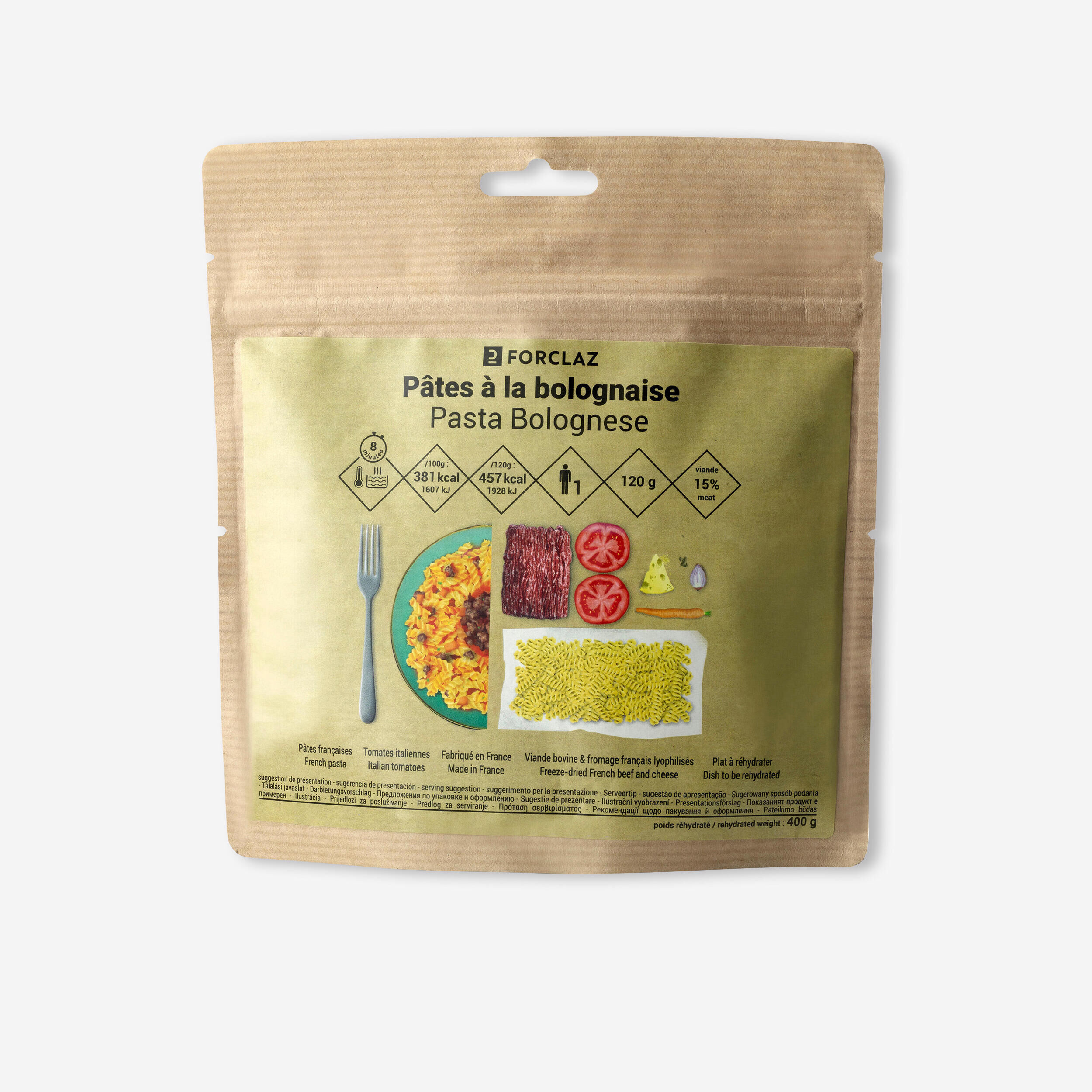 FORCLAZ Pasta Bolognese Dehydrated Meal - 120g