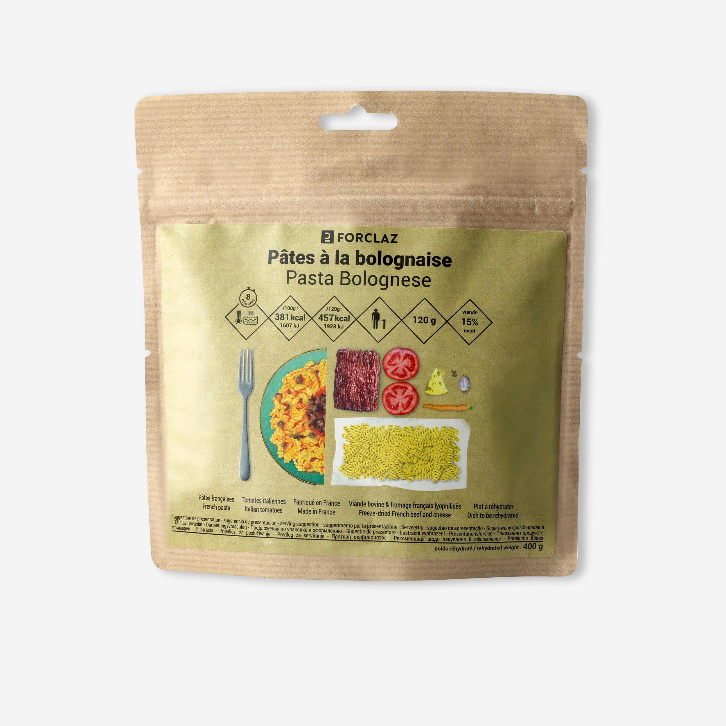 Forclaz - Repas Déshydraté Lyophilisé - Pâtes À La Bolognaise - 120g - Repas Déshydraté - Camping Et Bivouac Randonnee Trekking - Marron - Taille Unique - Decathlon