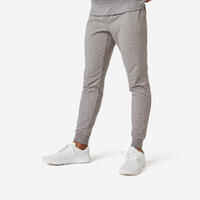 Pantalón chándal fitness algodón ajustado Hombre Domyos 500+ gris claro