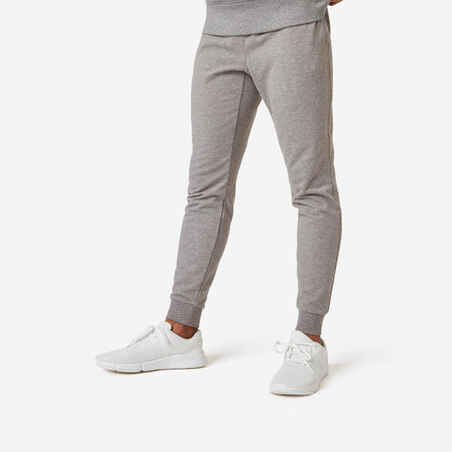 Pantalón jogger de fitness con bolsillos para Hombre 500 gris